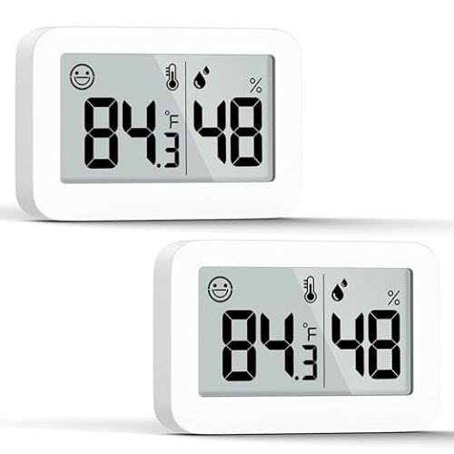 DOOMAY 2-Pack Mini Hygrometer Indoor Thermometer, Humidity Gauge with Switch (℃/℉), Humidity Meter Digital Temperature Monitor for Greenhouse Babyroom Cellar Reptile Incubator Closet