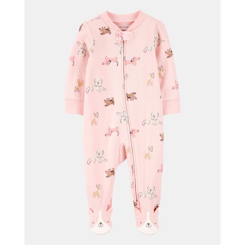 Baby Girl Dog Print 2-Way Zip Cotton Sleep & Play Pajamas - Pink | Carter's