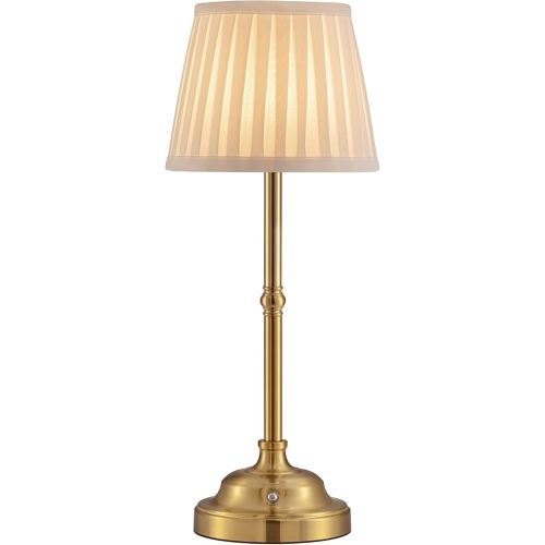 KDG Portables Cordless Table Lamp, Fabric Shade Desk Lamp, 5000mAh Rechargeable Battery Powered Lighting, Dimmable Light for Dining Room, Bedroom, Bedside, Bar, Night Light, Camping, Balcony (Bronze)