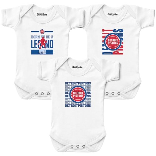 Newborn & Infant Detroit Pistons Chad & Jake White 3-Pack Bodysuit Set