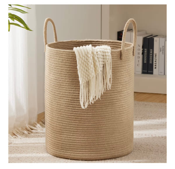 Amazon.com: Woven Rope Laundry Hamper Basket by YOUDENOVA, 72L Tall Luandry Basket, Baby Nursery Hamper for Blanket Storage in Bedroom-Large-Jute | Large Laundry Hamper with Sturdy Handles, Collapsible Home Decor Laundry Basket for Laundry, Clothes, Toys