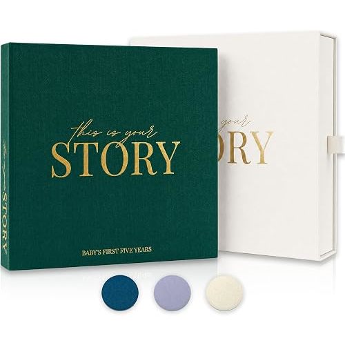 Baby Memory Book from Pregnancy to Age 5, Baby Book Keepsake, Evergreen