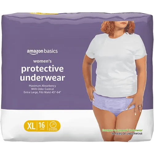 Amazon Basics Incontinence Underwear for Women, Protective, Disposable, Postpartum, Maximum Absorbency, X-Large, Lavender, 16 Count