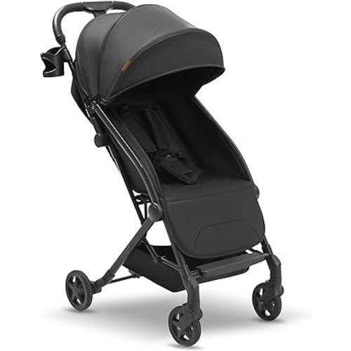 Mompush Lithe Lightweight Stroller, Compact One-Hand Fold Travel Stroller for Airplane Friendly, Reclining Seat and Large Canopy, with Rain Cover & Travel Carry Bag & Cup Holder