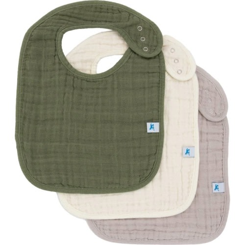 little unicorn 3-Pack Classic Cotton Muslin Bibs, Fern 2