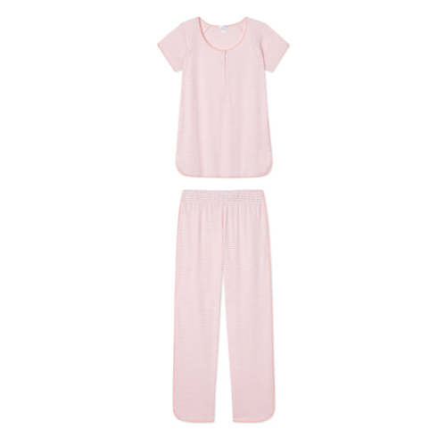 Pima Maternity Short-Long Set in English Rose Stripe