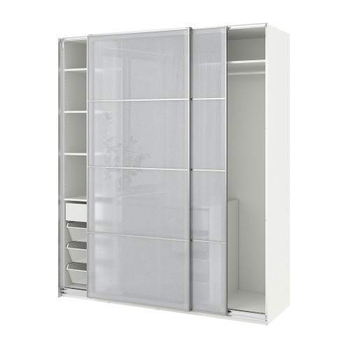 PAX / SVARTISDAL Wardrobe with sliding doors - white/white paper effect 78 3/4x26x93 1/8 "