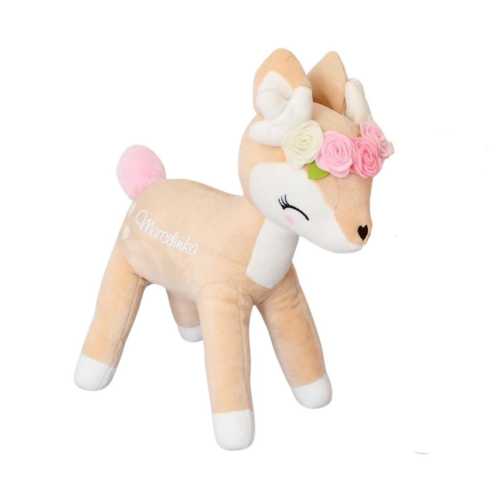 Melootka Floral Crown Fawn Plush – Soft, Snuggly Friend for Your Child. Sweet Deer with your childs name. Personalized soft toy.