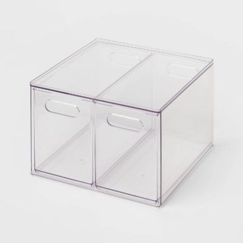All Purpose 2 Drawer Storage Clear - Brightroom™: Acrylic Utility Bins, Petg, 1352 Volume, 8.8" H, 12.6" D, 12.2" W