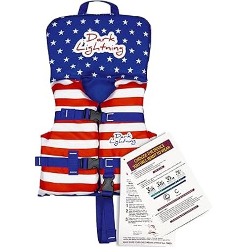 Dark Lightning USCG Approved Infant Life Jacket 0-30 lbs, Swim Vest for Baby/Toddlers 1-3 Year Old 20-30 lbs,Toddler Floaties for Pool Swimming,Boating,Beach,Puddle
