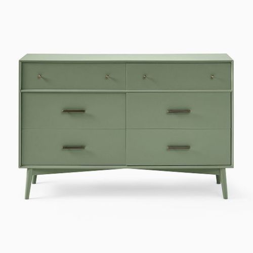 Mid-Century Painted 6-Drawer Dresser (56")