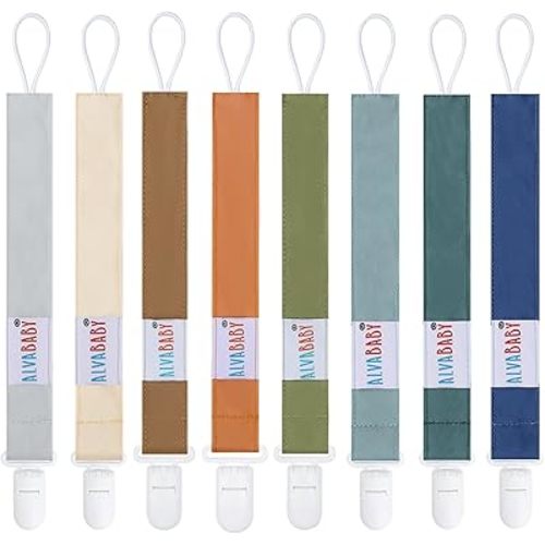 ALVABABY Baby Pacifier Clips for Boys Girls Pacifier Universal Holder Leash Pacifier Clip Binky Holder for Teether Toys Soothie 8 Packs 8DP11