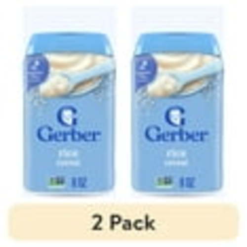 (2 pack) Gerber 1st Foods Cereal for Baby Baby Cereal, Rice, 8 oz Canister