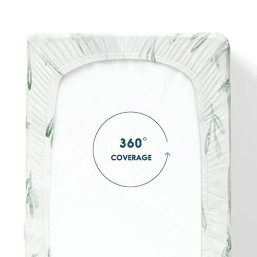 GRSSDER Stretch Ultra Soft Jersey Knit Changing Pad Cover Set 2 Pack, Change Table Pad Covers Fit 32"/34" x 16" Pads Safe and Snug, Stylish Watercolor Animals for Baby, Mint Green