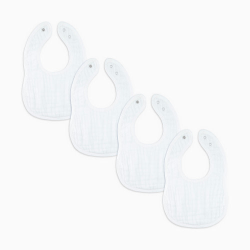 Comfy Cubs Muslin Bibs with Adjustable Snaps (4 Pack) - White, 4