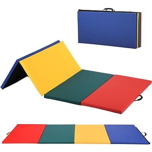 Tumbling Mats Gymnastics Tumbling Mats Foldable Foldable Yoga Mat Thick PU Leather Exercise Mat With Carrying Handles for home Workout outdoor Gymnastics Yoga Pilates