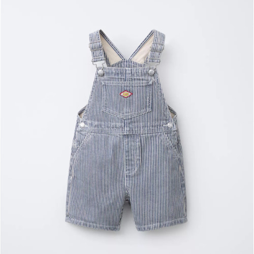 STRIPED TWILL OVERALL SHORTS - 6M