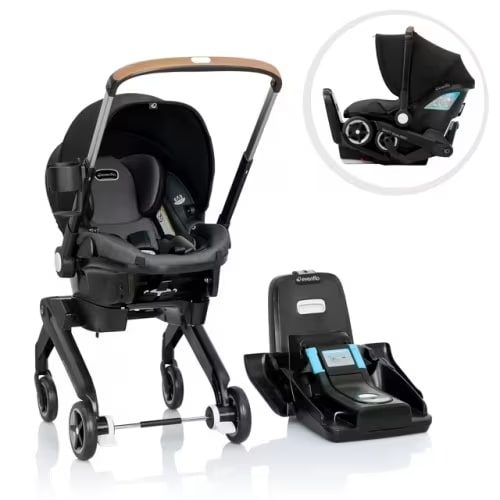 Evenflo Shyft DualRide Infant Car Seat Stroller Combo with Carryall Storage (Boone Gray)