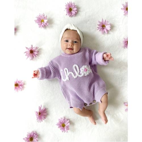 Personalized knit romper for baby/custom name sweater