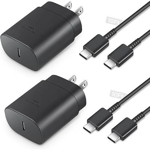 25W Type C Charger Fast Charging 10 ft, USB C Charger Block & Android Phone Chargers Cord 10 Foot for Galaxy S25 Ultra/S25/S25+/S24 Ultra/S24/S24+/S23/S22 Ultra