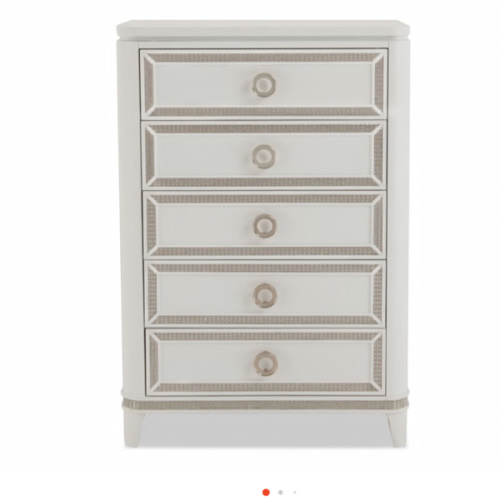 Glitz White 5 Drawer Chest