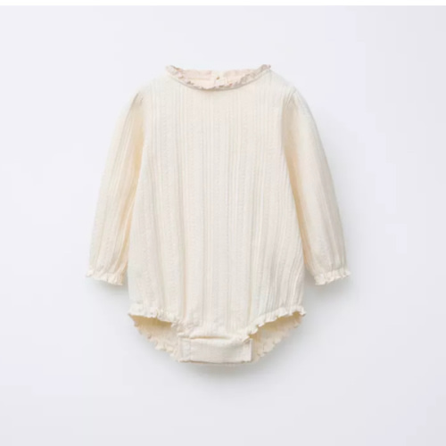 LACE TRIM POINTELLE BODYSUIT - Light beige | ZARA United States