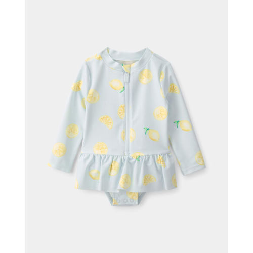 Baby Girl 1-Piece Lemon Rashguard Swimsuit - Blue | Carter's