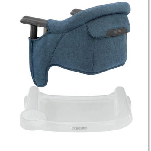 Inglesina Fast Table Chair - Slate Blue Melange + Fast Dining Tray - Portable Baby High Chair - for Babies & Toddlers up to 37 lbs - Fits Tables 0.8'' to 3.5'' Thick - Compact - Travel Bag Included