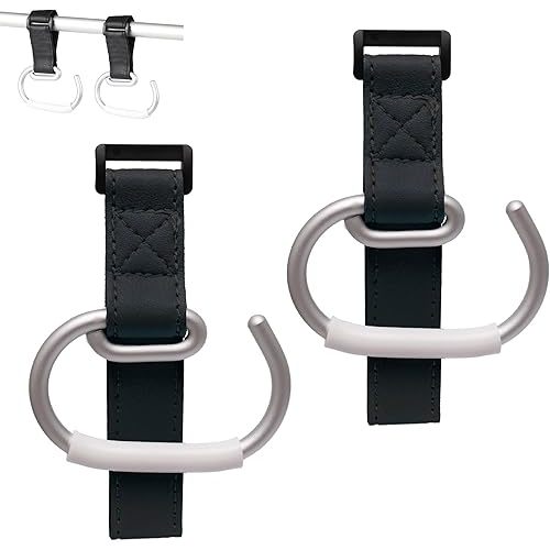 Stroller Hooks for Bags, 2Pcs Universal Stroller Clips and Hooks with Anti-Slip Rubber Pads Suitable for Carrying on The go Lightweight and Adjustable Stroller Bag Hook