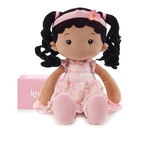 LeyaDoll Soft Baby Doll Toys (16''), My First Baby Rag Doll for 1 Year-Old Girl Birthday Gift, Christmas Plush Toys Gift for Toddler Kids Infants-Princess Petal