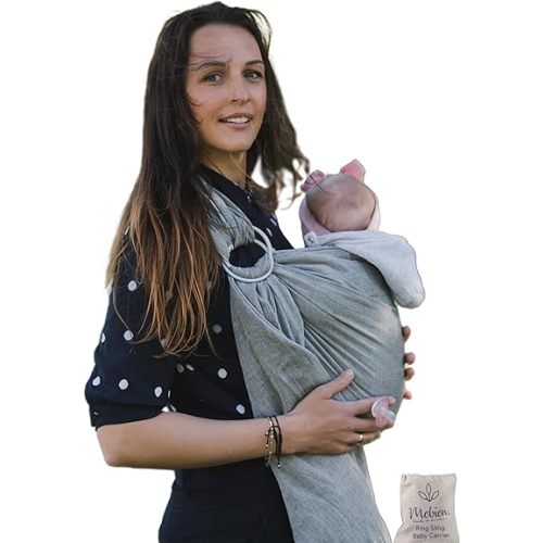 Ring Sling Baby Carrier 100% Cotton Muslin Front and Chest Newborn to Toddler Carrier and Baby Sling (Dark Grey)