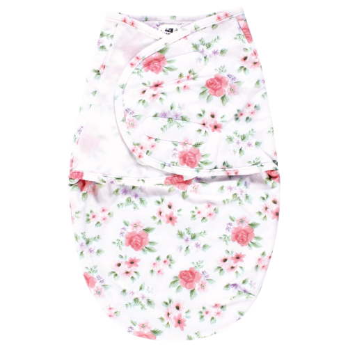 Hudson Baby Infant Girl Plush Faux Fur Swaddle Wrap, Vintage Floral, 0-3 Months
