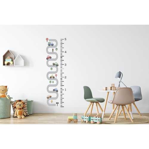 Growth Chart Wall Decal / Car and Truck Wall Stickers / Nursery Wall Decals / Road Cars Truck Wall Decor