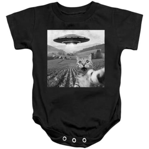 Popfunk Alien Cat UFO Selfie Unisex Infant Snap Suit for Baby