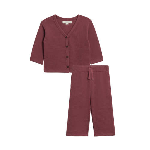 Organic 2-Piece Waffle Cardigan and Pant Set