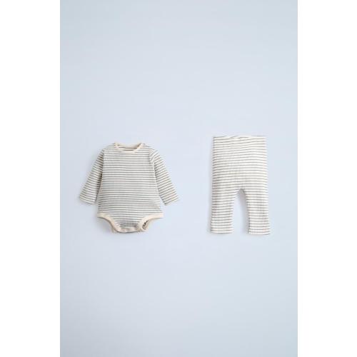 PACK OF RIB STRIPED BODYSUIT AND LEGGINGS - Light blue | ZARA United States