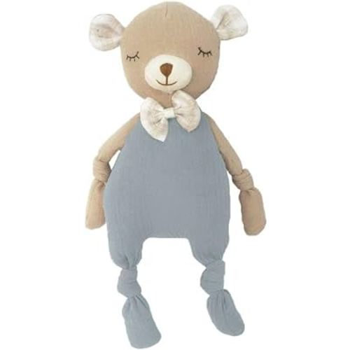 MON AMI Petit Bear Knotted Soft Doll 12”, Muslin Cloth Doll for Infants and Toddlers, Huggable Bear Plush Toy, Great Gift for Newborns, Boys, Girls