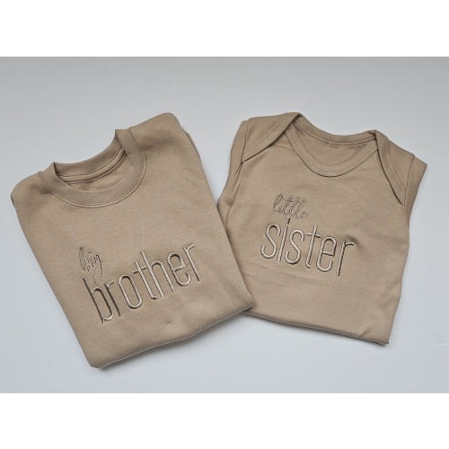 Big Brother Little Brother - Big Sister Lil Sister matching clothes - Gift for New baby boys and girls - sibling sets - embroidered item