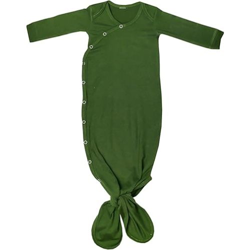Copper Pearl Baby Gown - Knotted Newborn Sleepers for Baby Boy and Girl, Soft Stretchy Long Sleeve Infant Gowns with Bottom Tie and Hand Mittens, Perfect Hospital Coming Home Outfit (Alder)