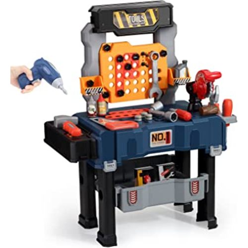 Deejoy Kids Tool Bench, Realistic and Electric Drill, Transformable Tool Set, Toddler Bench Pretend Play Learning Gift for Boys & Girls Age 3-5