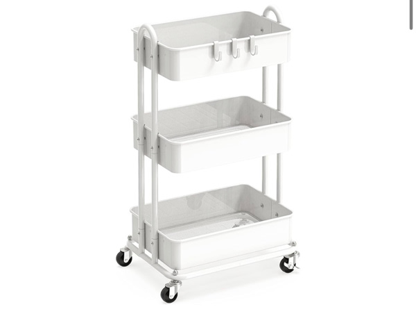 Simple Houseware Heavy Duty 3-Tier Metal Utility Rolling Cart