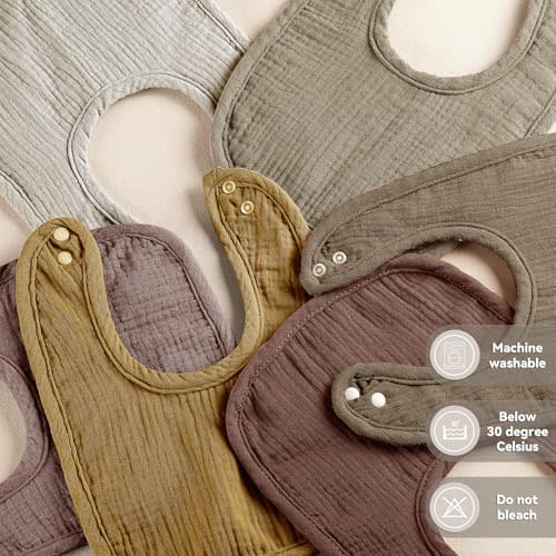 Muslin Baby Bibs, Adjustable Newborn Bibs for Drooling and Teething