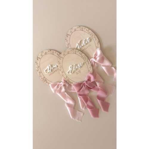 Newborn Baby Birth Announcement Name Sign | Personalized Baby Gift | Chinoserie Toile Vintage Baby Neutral Ribbon Bow Hospital Photo Prop