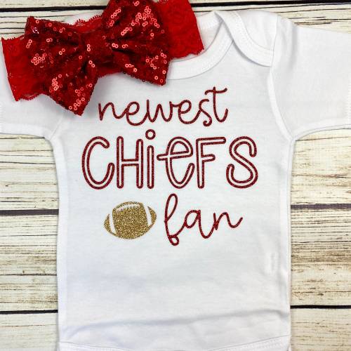 Newest Chiefs Fan Football Bodysuit Outfit For Baby Girl