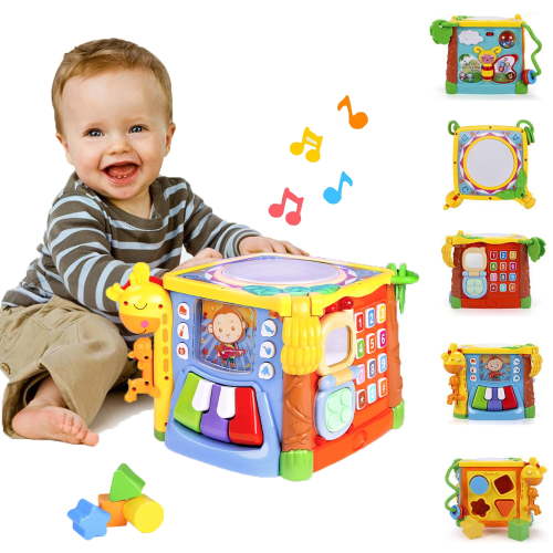 Adofi Busy Learners Activity Cube, 5-in-1 Montessori Toys for 1 Year Old
