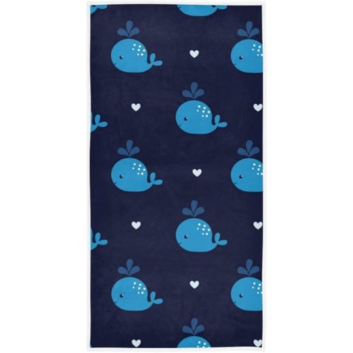senya Cute Blue Whales Hand Towel Ultra Soft Luxury Towels for Bathroom 30"x15"