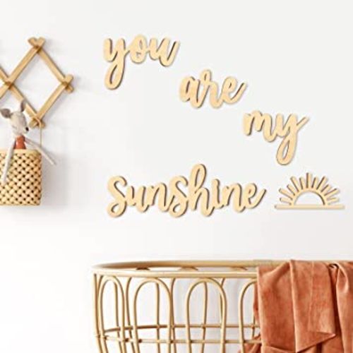 Xylolfsty You are My Sunshine Wall Decor Boho Nursery Wall Art 5 Pieces Neutral Wooden Decoration for Boys and Girls Bedrooms Hang On Wall Sign for Playroom (Words Style)