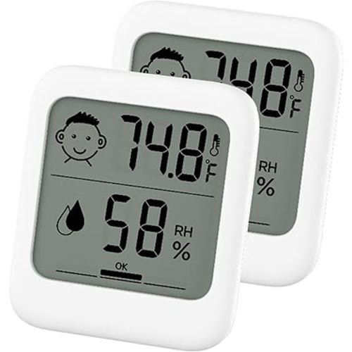 Pack of 2 Digital Thermometer and Hygrometer with Comfort Face Display, Hygrometer, Stand, Magnet, Hanging, Simple, Infectious Disease Prevention, Heat Stroke Prevention