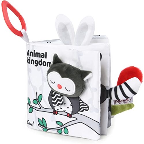Vicloon Soft Cloth Baby Books, Baby Books 0-6 Months, 3D Black and White High Contrast Soft Cloth Book, Washable Non-Toxic Early Baby Book - forest