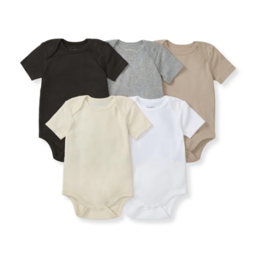 Solid Organic Cotton Short Sleeve Baby Bodysuits 5 Pack Ash
